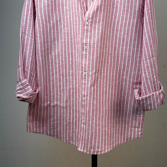 Pink & White Striped Button-Down Shirt