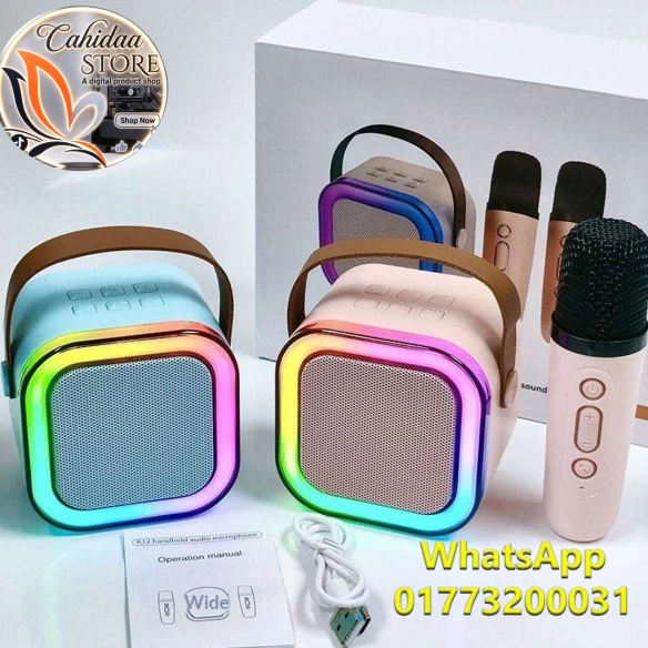 K12 Bluetooth Speaker with Wireless Karaoke Microphone